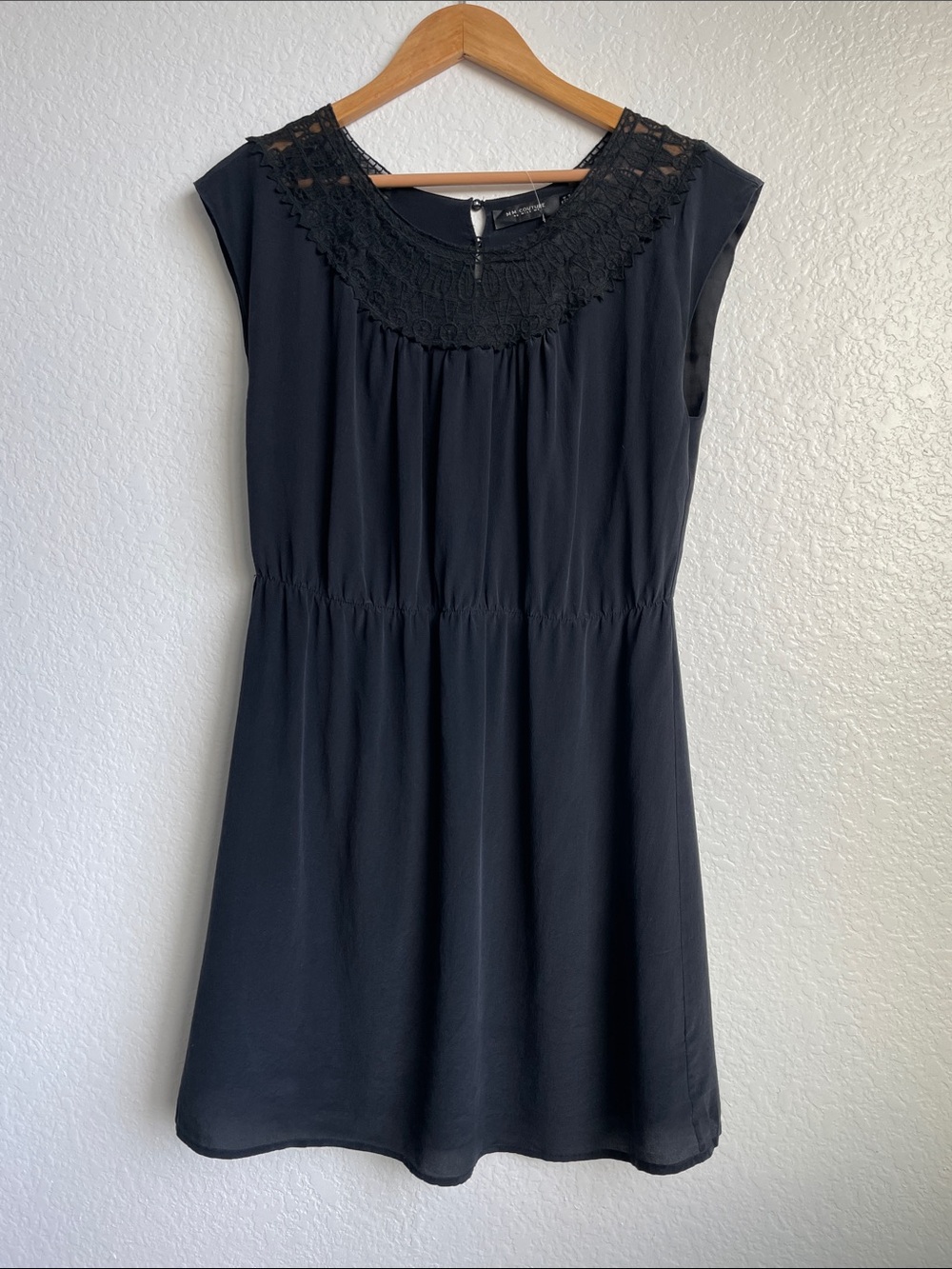 MM CCOUTURE BY MISS ME Silk with Black Lace Yoke Midi Dress